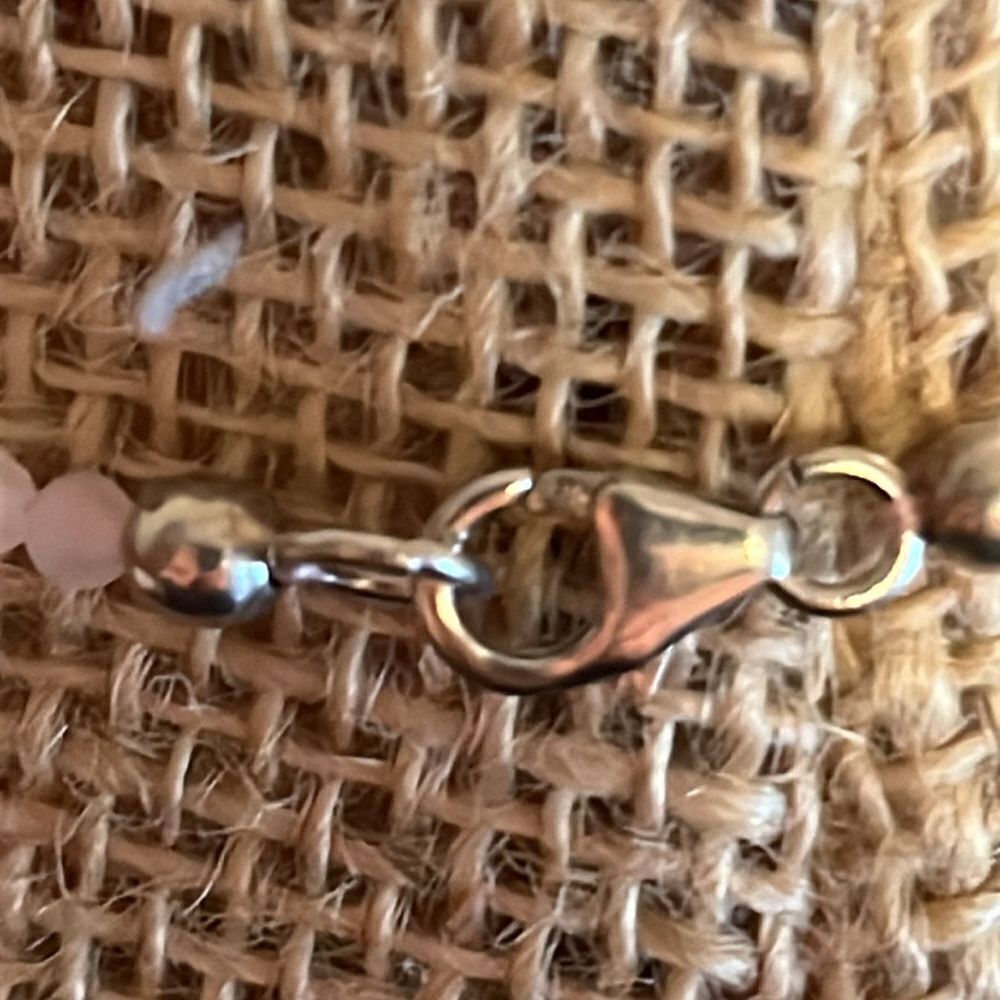 Galilea rose, quartz pendant beaded necklace in rhodium over sterling silver - Picture 9 of 12